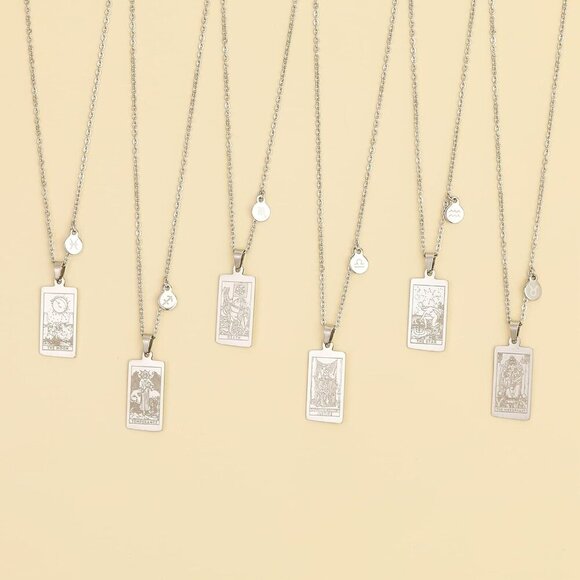 14k Gold Plated Zodiac Sign with Tarot Card Pendant Necklace Birthday Gift for W - Picture 4 of 4